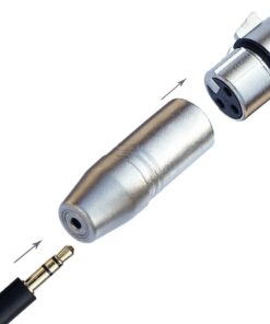 Adaptateur XLR jack 3,5 mm femelle vers XLR mâle trois broches, vue de trois quarts