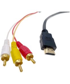 Câble HDMI vers 3 RCA pour décodeur, 1,5 m, vue de trois quarts