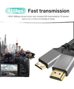 Câble Mini HDMI vers HDMI, 4K à 60 Hz, vue de trois quarts