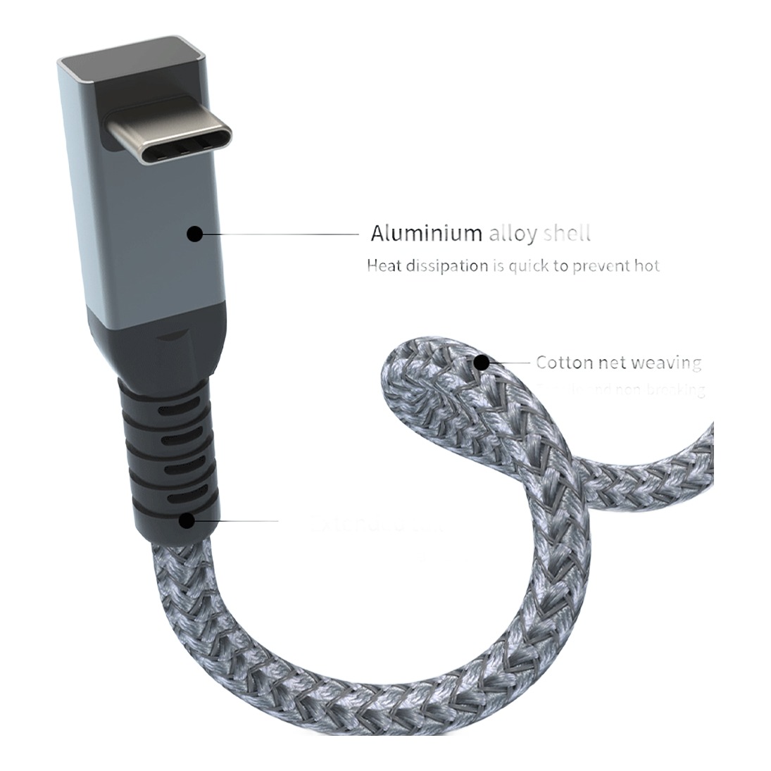 Câble USB-C coudé à 90 degrés, USB4 et 240 W Câble USB-C coudé à 90 degrés, USB4 et 240 W, vue principale