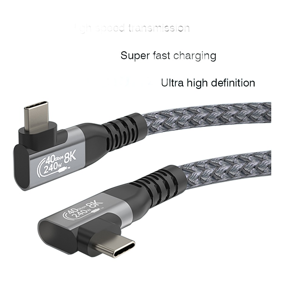 Câble USB-C coudé à 90 degrés, USB4 et 240 W Câble USB-C coudé à 90 degrés, USB4 et 240 W, vue de face