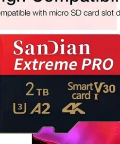 Carte Micro SD Classe 10 V30 avec Adaptateur USB, vue de trois quarts