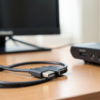 Câble HDMI 2.1 certifié Ultra High Speed branché sur un téléviseur