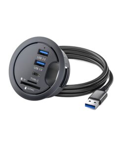 Hub USB 3.0 de bureau 5 en 1 avec lecteur de cartes et jack, vue principale