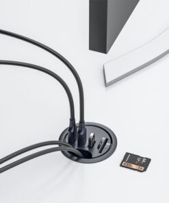 Hub USB 3.0 de bureau 5 en 1 avec lecteur de cartes et jack, vue arriere