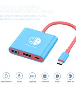 Hub USB-C 3 en 1 avec HDMI 4K et USB 3.0, format voyage, vue de trois quarts