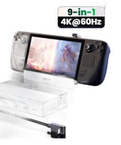 Hub USB C 4K 60 Hz avec RJ45 et charge 100 W, 10 Gbit, vue de trois quarts