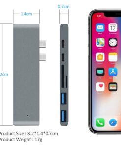Hub USB-C 7 en 1, HDMI 4K et lecteur de cartes, vue de face