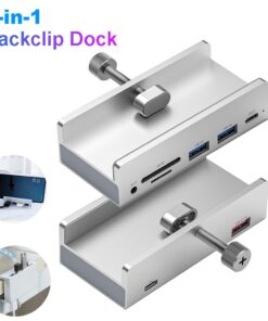 Hub USB C à clip en aluminium, cinq configurations de ports, vue principale