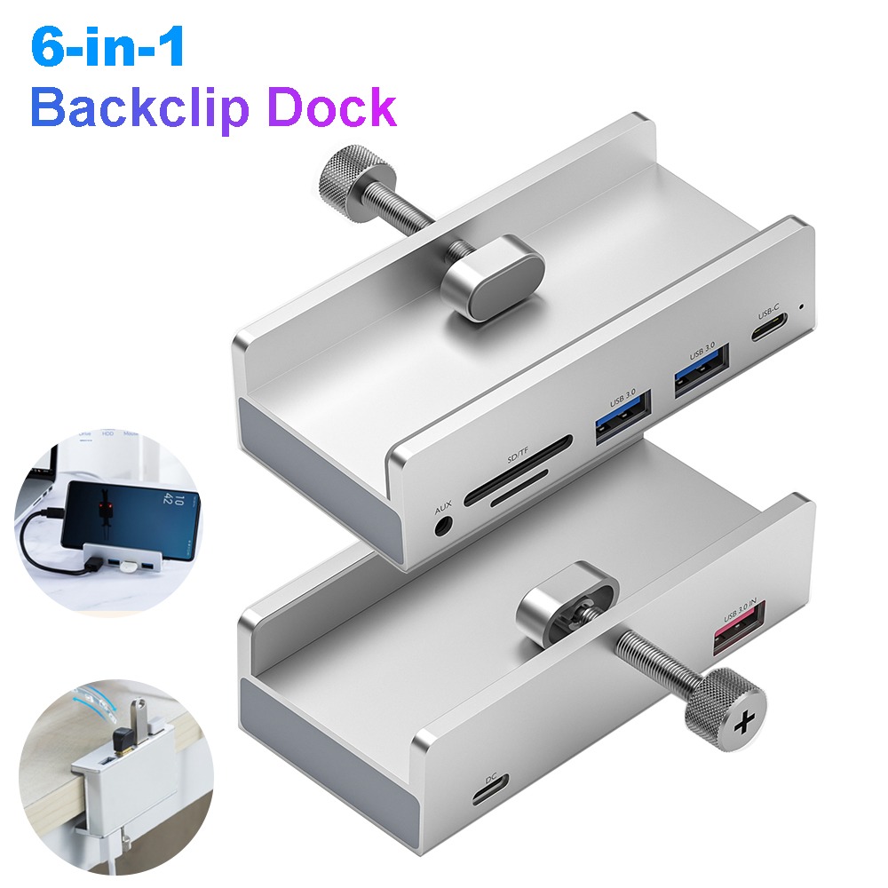 Hub USB C à clip en aluminium, cinq configurations de ports Hub USB C à clip en aluminium, cinq configurations de ports, vue principale
