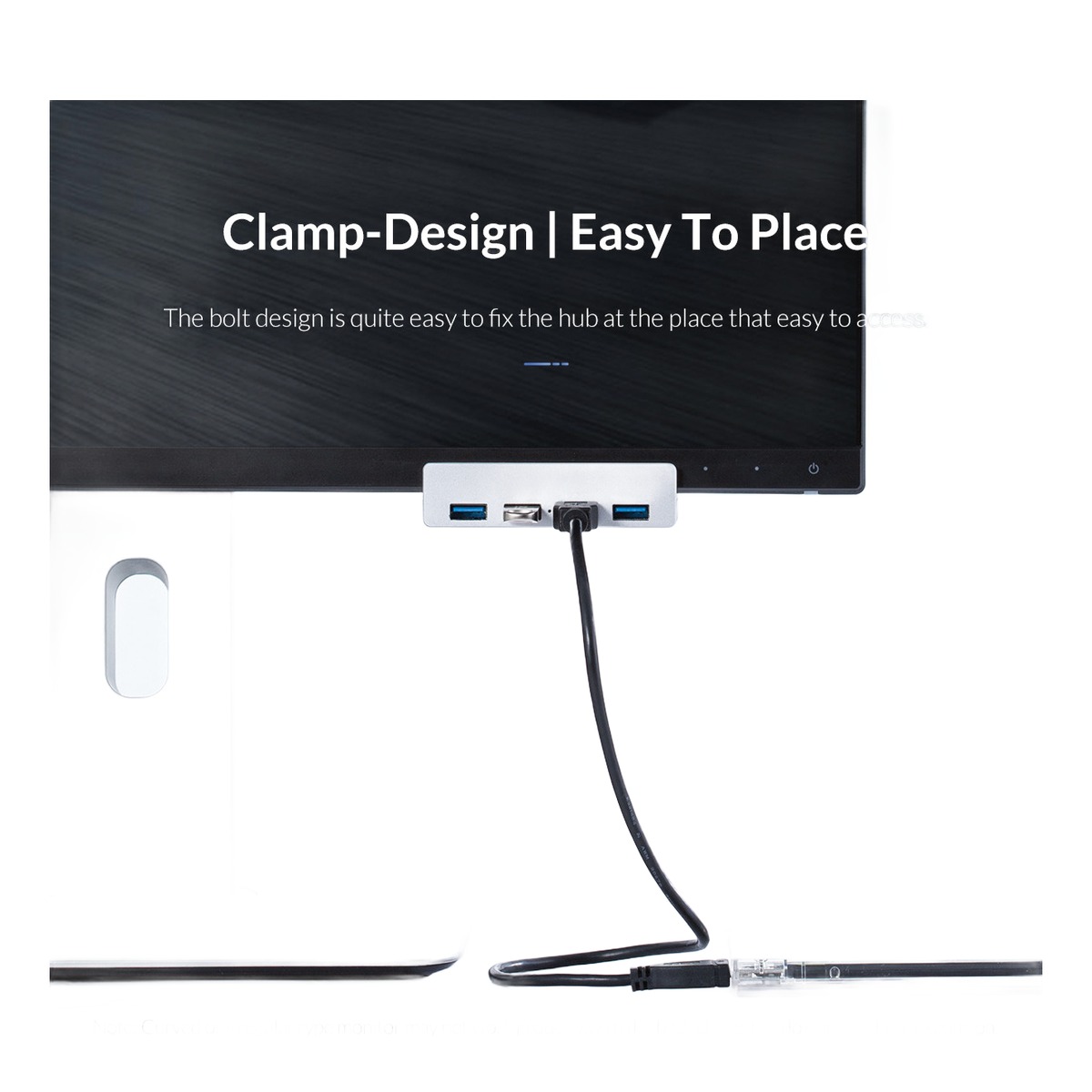 Hub USB C à clip en aluminium, cinq configurations de ports Hub USB C à clip en aluminium, cinq configurations de ports, vue de face