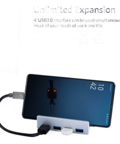 Hub USB C à clip en aluminium, cinq configurations de ports, vue arriere