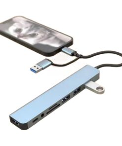 Hub USB C à double prise, lecteur de cartes et sortie jack, vue principale