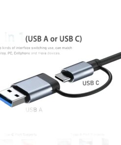 Hub USB C à double prise, lecteur de cartes et sortie jack, detail