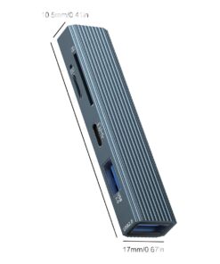 Hub USB C avec lecteur de carte SD et micro SD, vue de trois quarts