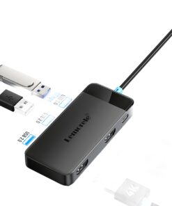 Hub USB C double HDMI 4K avec charge 100 W et ports USB 3.0, vue de trois quarts