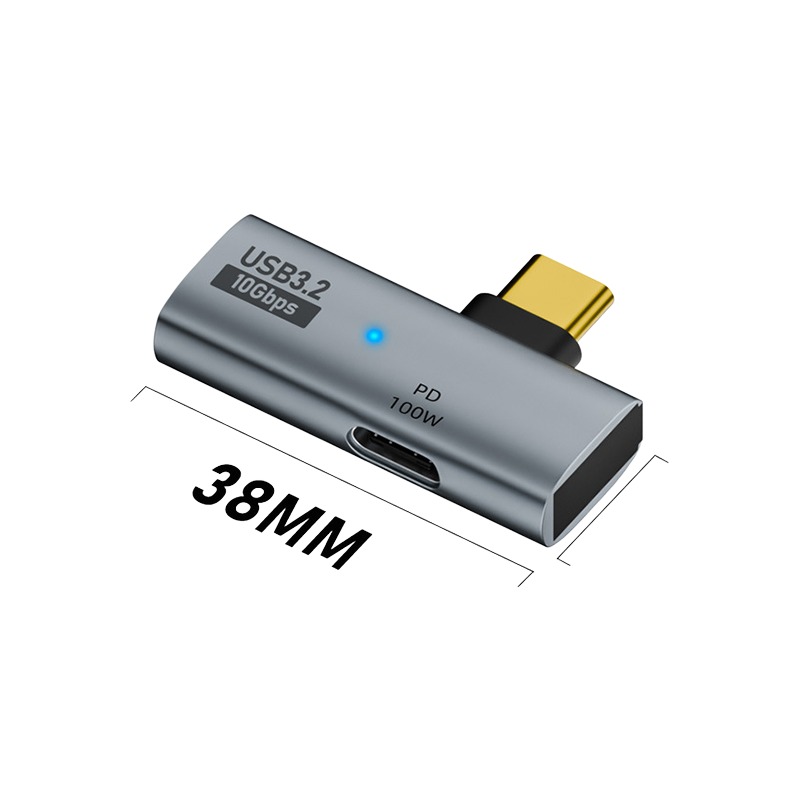 Hub USB C en aluminium 10 Gbit avec charge 100 W Hub USB C en aluminium 10 Gbit avec charge 100 W, vue de trois quarts
