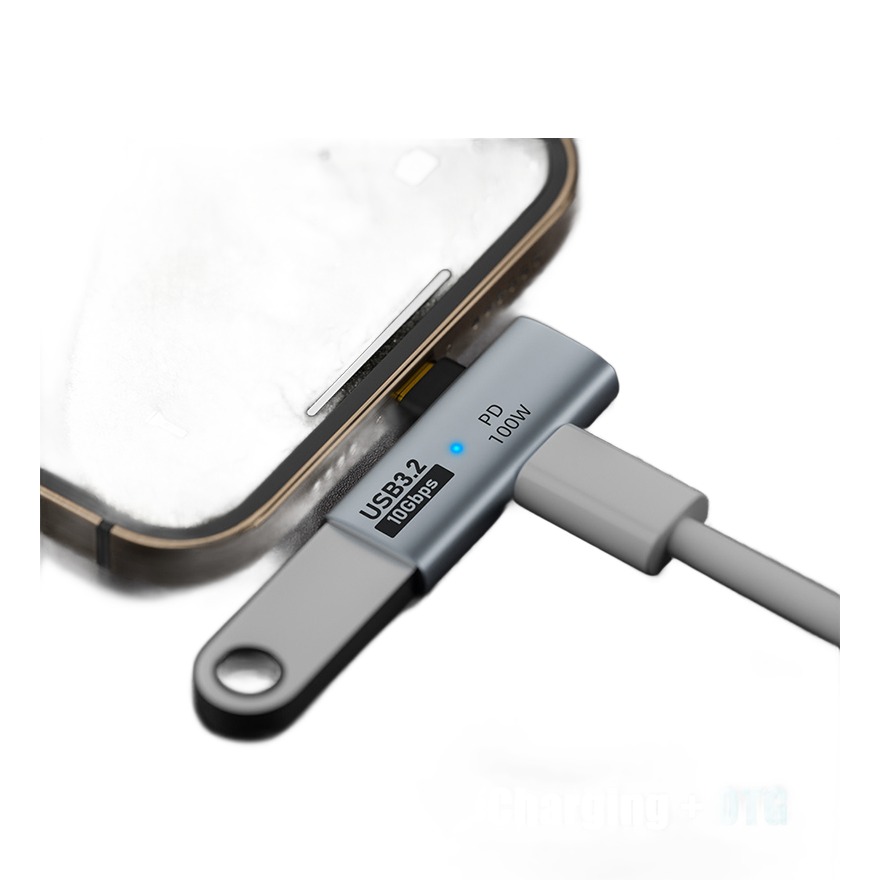 Hub USB C en aluminium 10 Gbit avec charge 100 W Hub USB C en aluminium 10 Gbit avec charge 100 W, vue de face