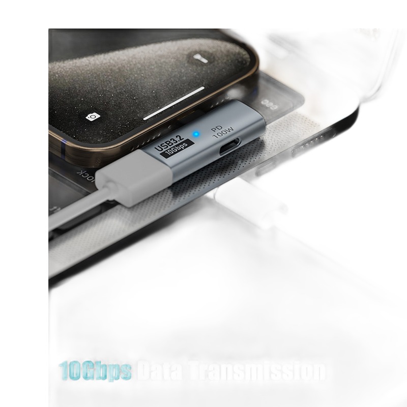 Hub USB C en aluminium 10 Gbit avec charge 100 W Hub USB C en aluminium 10 Gbit avec charge 100 W, detail