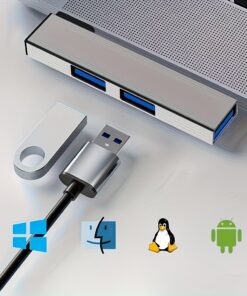 Hub USB c et cinq adaptateurs vers prise, vue principale