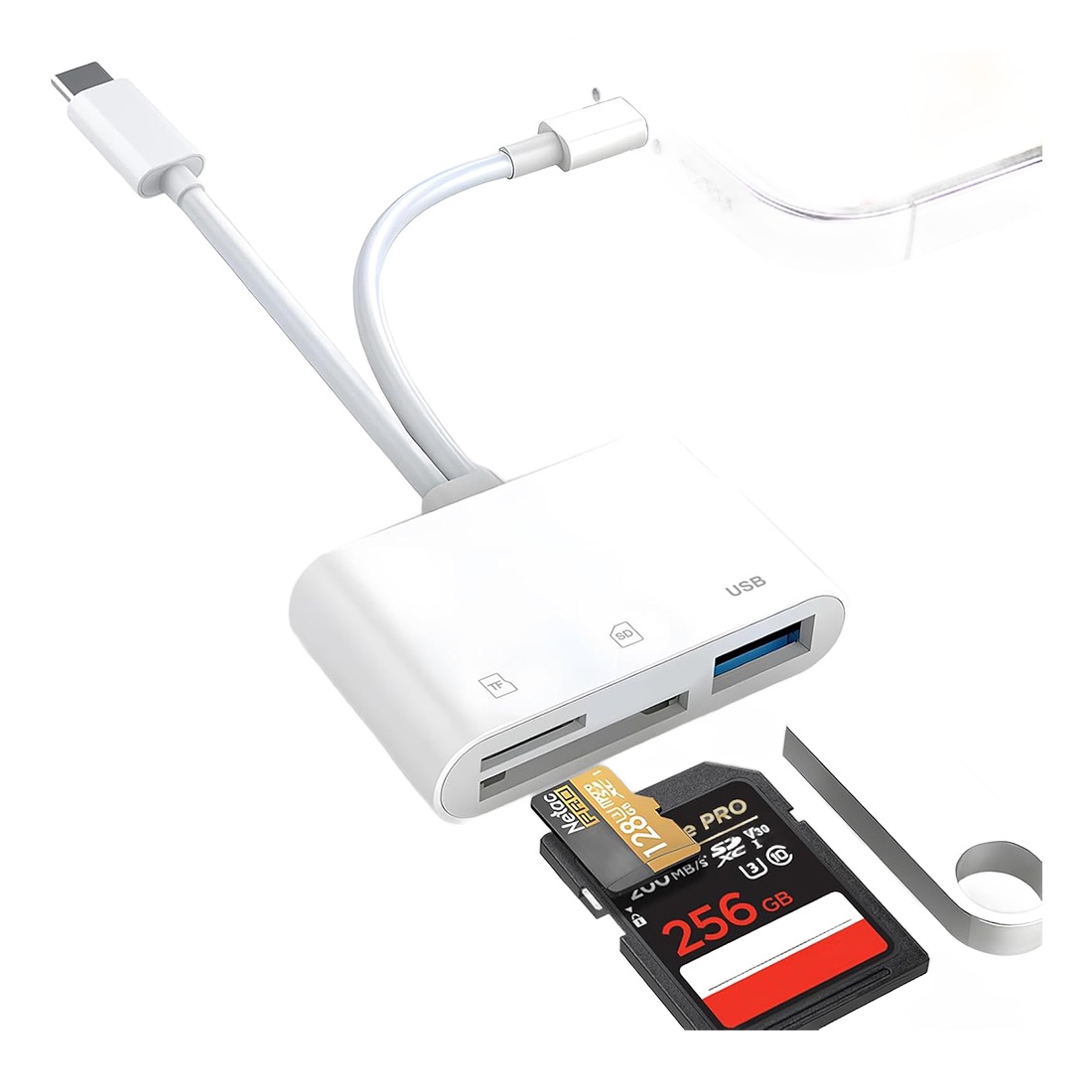 Hub USB c lecteur de cartes 5 en 1, SD, microSD et CF Hub USB c lecteur de cartes 5 en 1, SD, microSD et CF, vue principale