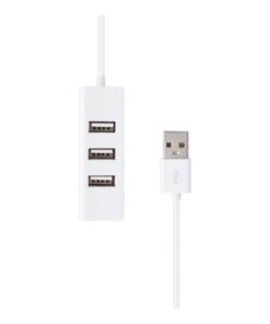 Hub USB C mini a quatre ports pour souris et clavier, vue de trois quarts