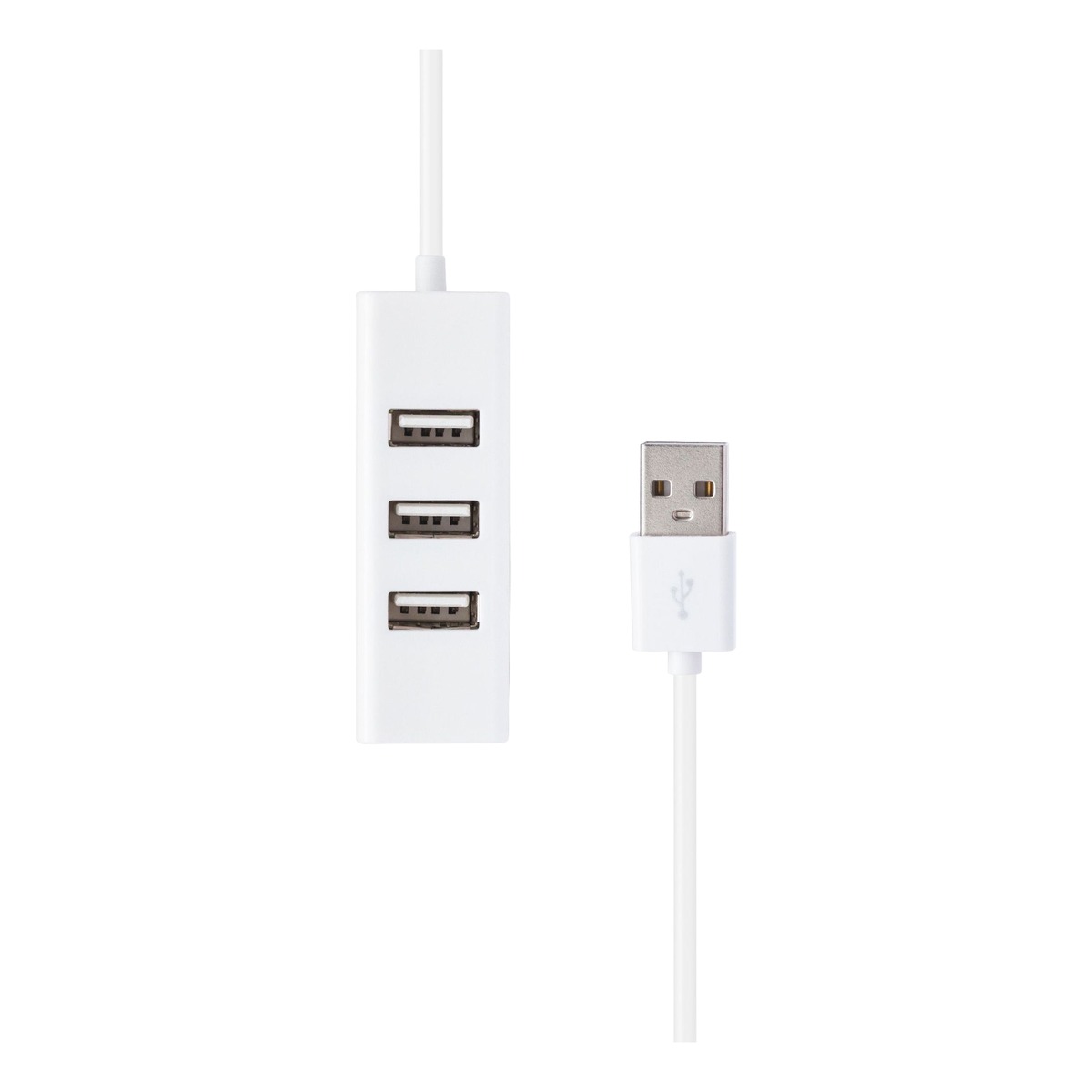 Hub USB C mini a quatre ports pour souris et clavier Hub USB C mini a quatre ports pour souris et clavier, vue de trois quarts
