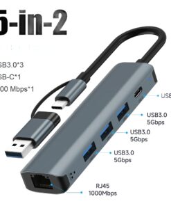 Hub USB C multiport avec quatre prises USB 3.0, vue principale