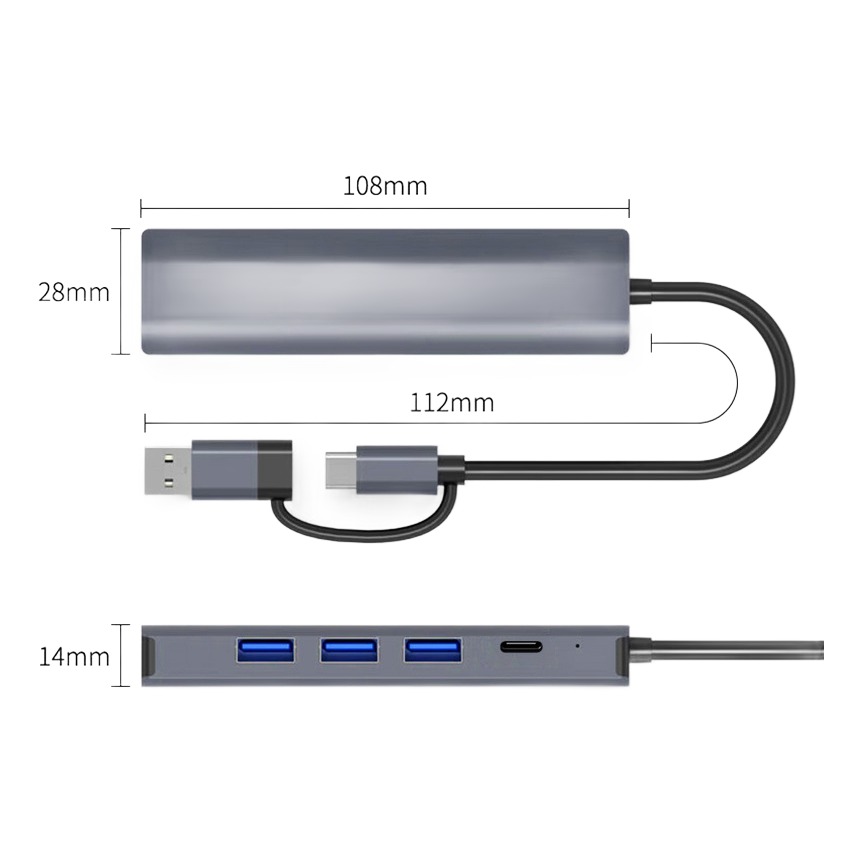 Hub USB C multiport avec quatre prises USB 3.0 Hub USB C multiport avec quatre prises USB 3.0, detail
