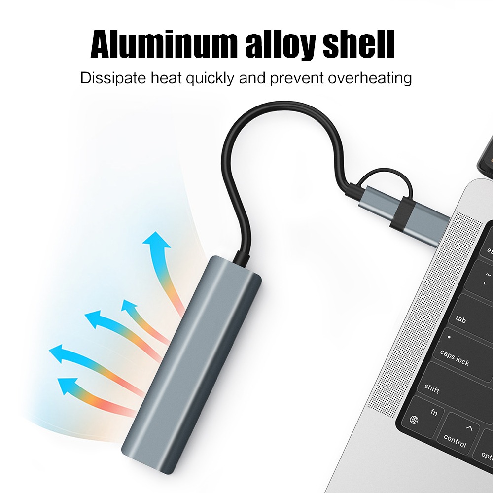 Hub USB C multiport avec quatre prises USB 3.0 Hub USB C multiport avec quatre prises USB 3.0, vue arriere