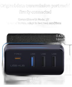 Hub USB C quatre en un pour console de véhicule, detail