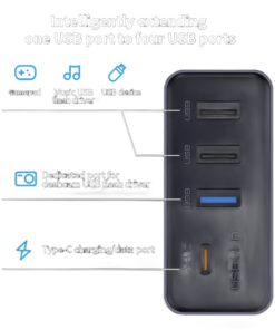 Hub USB C quatre en un pour console de véhicule, vue arriere