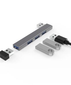 Hub USB C quatre ports en metal, format de voyage, vue principale