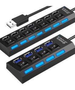 Hub USB C sept ports USB 2.0, extension de poste, vue principale
