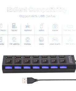 Hub USB C sept ports USB 2.0, extension de poste, vue de face