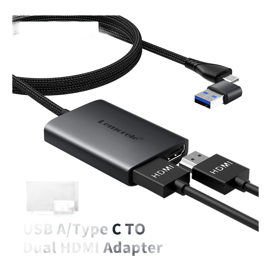 Hub USB c vers double HDMI, deux écrans en affichage étendu Hub USB c vers double HDMI, deux écrans en affichage étendu, vue principale