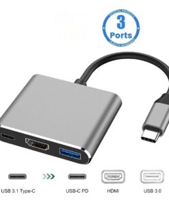 Hub USB-C vers HDMI 4K avec charge rapide, vue de trois quarts