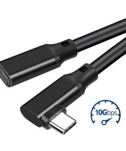 Rallonge adaptateur USB-C coudee en 10 Gbit par seconde, vue de trois quarts
