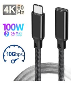 Rallonge adaptateur USB-C droite en 10 Gbit par seconde, vue de trois quarts