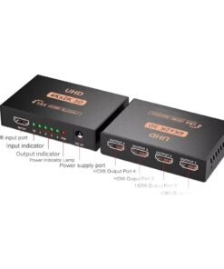 Splitter HDMI 1 vers 4 en 4K pour affichage simultane, vue de face