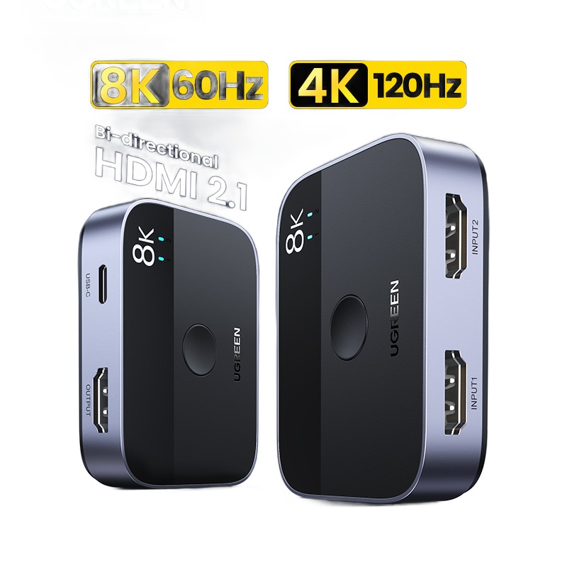 Splitter HDMI 2.1 commutateur deux vers un en 8K Splitter HDMI 2.1 commutateur deux vers un en 8K, vue principale