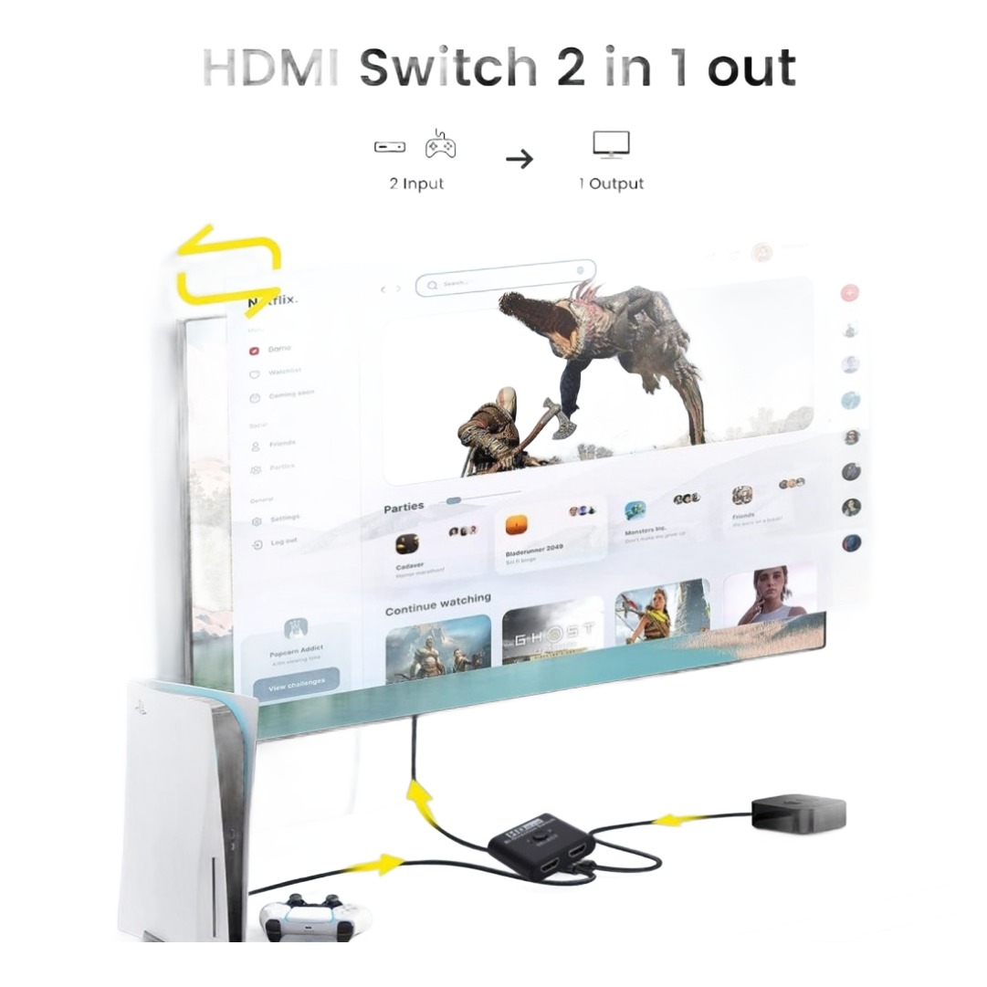Splitter HDMI 4K bidirectionnel 1 vers 2 ou 2 vers 1 Splitter HDMI 4K bidirectionnel 1 vers 2 ou 2 vers 1, vue de trois quarts