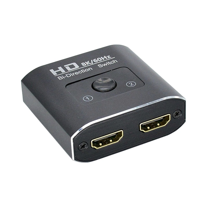 Splitter HDMI 8K bidirectionnel, 2 ports, versions 4K ou 8K Splitter HDMI 8K bidirectionnel, 2 ports, versions 4K ou 8K, vue de trois quarts