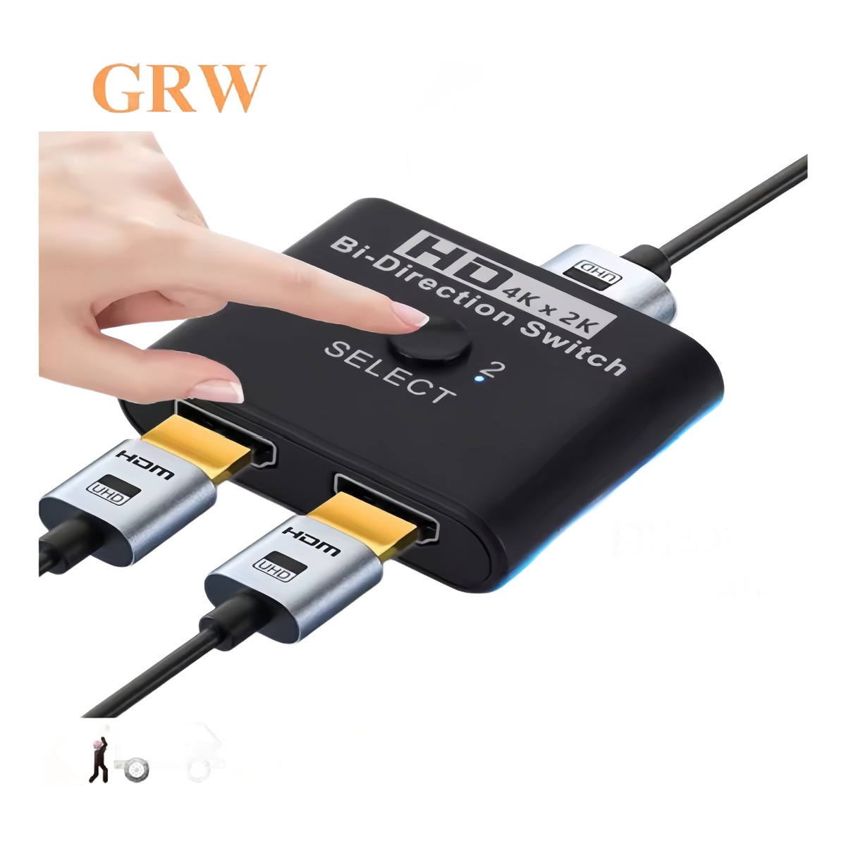 Splitter HDMI 8K deux entrées une sortie, boîtier de poche Splitter HDMI 8K deux entrées une sortie, boîtier de poche, vue principale