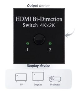 Splitter HDMI bidirectionnel 4K, 2 vers 1 ou 1 vers 2, vue de trois quarts