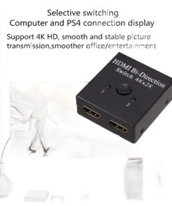 Splitter HDMI bidirectionnel 4K, 2 vers 1 ou 1 vers 2, vue de face
