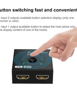 Splitter HDMI bidirectionnel 4K à bouton, 1 vers 2 ou 2 vers 1, vue de trois quarts