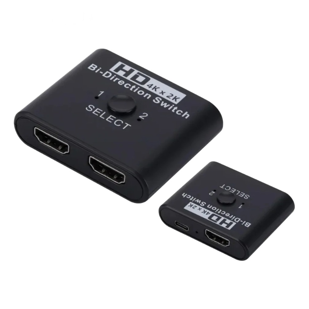Splitter HDMI bidirectionnel à bouton, deux ports, 4K annoncée Splitter HDMI bidirectionnel à bouton, deux ports, 4K annoncée, vue principale