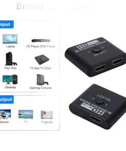 Splitter HDMI bidirectionnel à bouton, deux ports, 4K annoncée, vue de face