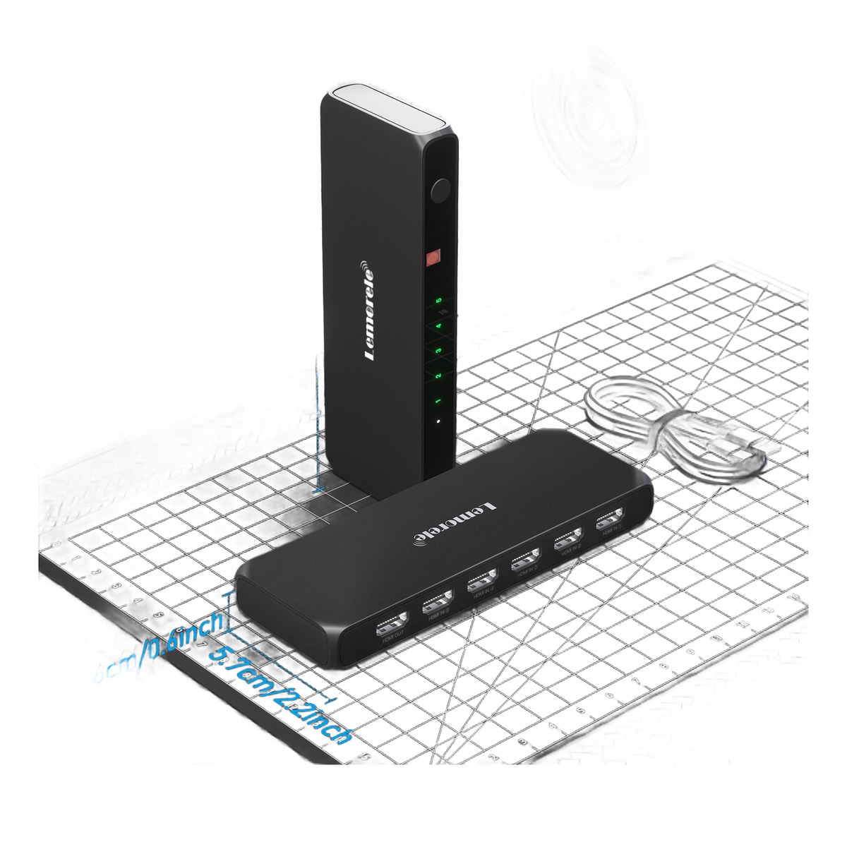 Splitter HDMI commutateur trois ou cinq entrées, 4K Splitter HDMI commutateur trois ou cinq entrées, 4K, vue principale